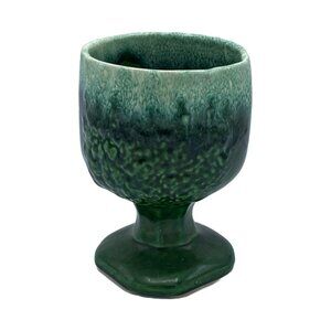 VTG MCM CA Art Pottery Goblet or Chalice Drip Glaze Ceramic Planter of Vase